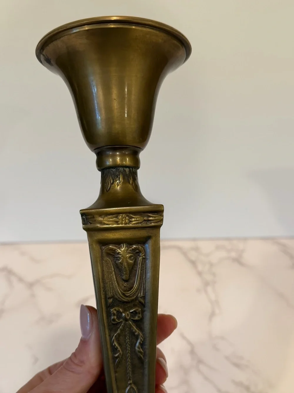 Vintage Brass Neoclassical Candlestick Candle Holder 11”